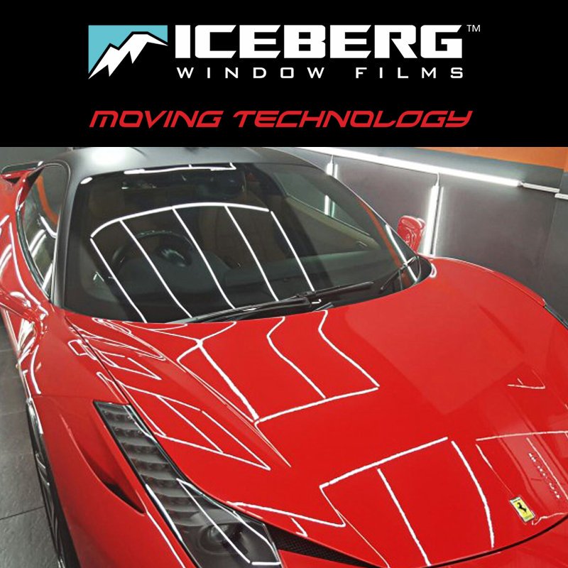 Pemasangan iceberg window films di mobil Ferari.